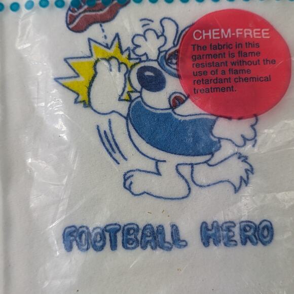 Vtg Baby Sleeper Romper JCPenney Toddletime 1/2 (14.5-18lbs) Blue Football Hero - Picture 6 of 10